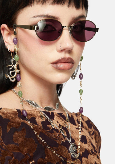 Whimsigoth Bead & Charm Chain Sunglasses 1