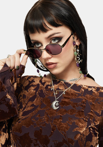 Whimsigoth Bead & Charm Chain Sunglasses 3