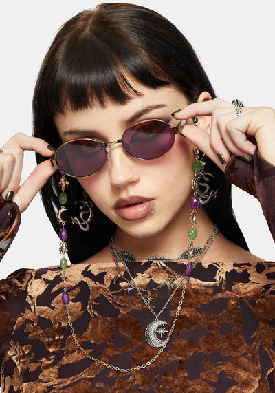 Whimsigoth Bead & Charm Chain Sunglasses 6